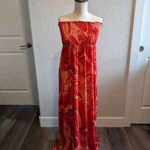 Brand New Size M Michael Kors Red and Orange Textured Dress